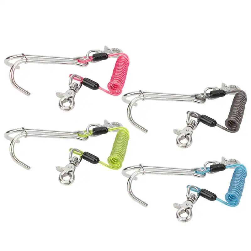 316 Stainless Steel Diving Current Hook Double Drift Hook Spiral Coil Lanyard Scuba Diving Accessories