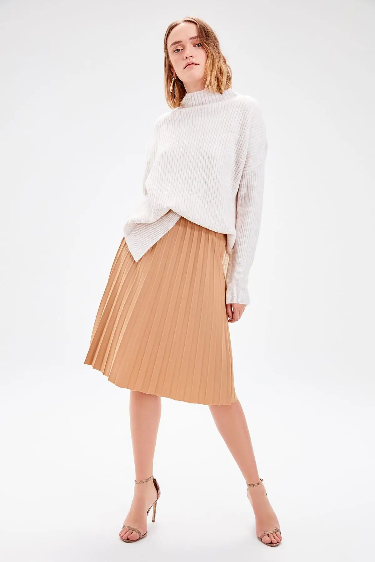 Trendyol Camel Pilise трикотажная юбка TWOAW20ET0232|Юбки| |