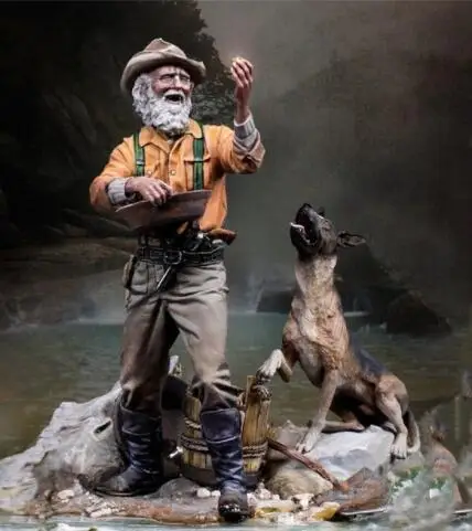 

1/24 Resin Model Building Kit Figure Old man and dog