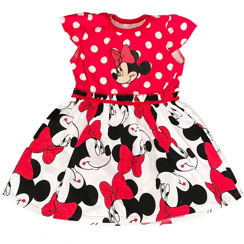 Летнее платье для девочек принт с героями мультфильмов, платье «Минни-Маус», костюм для маленьких девочек платье принцессы для рождественской вечеринки милое платье с пачкой От 2 до 6 лет детская одежда - Цвет: Бежевый