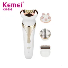 Kemei KM-296 4 в 1 Электрический эпилятор для женщин перезаряжаемый женский депилятор очиститель лица и массажер удаление волос
