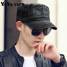YOYOCORN унисекс весна и осень вареная джинсовая Военная Кепка уличная хипстерская шапка мужская и женская плоская кепка простая повседневная Кепка