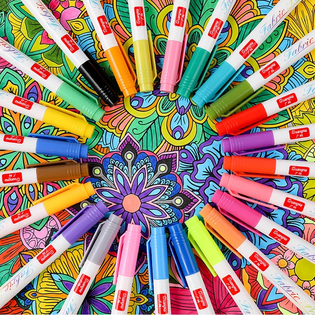 Unleash your creativity with intense colors and high-quality fabric paint markers.