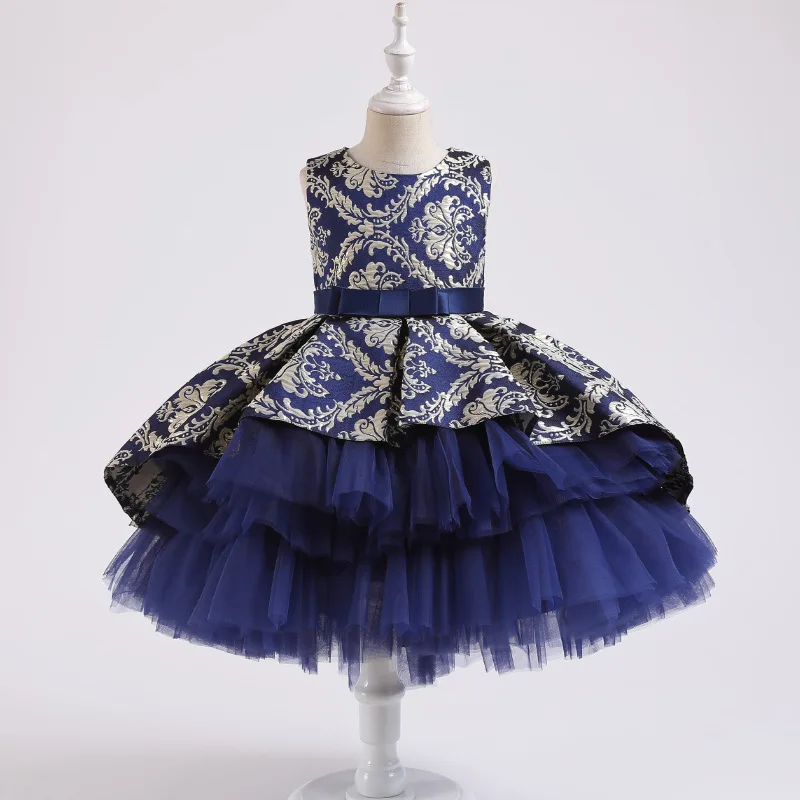 Детские винтажные платья с цветочной вышивкой для девочек Vestidos кружевное платье