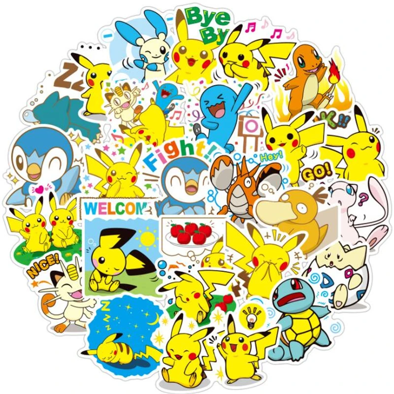 80 Pcs Anime Pikachu Eevee Snorlax Waterproof Sticker Gift For