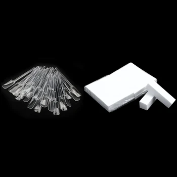 

1x Nail Art False Polish Display Clear Stand Rack 32 & 12 Pieces Polishing Sending Buffer Block Files Foam