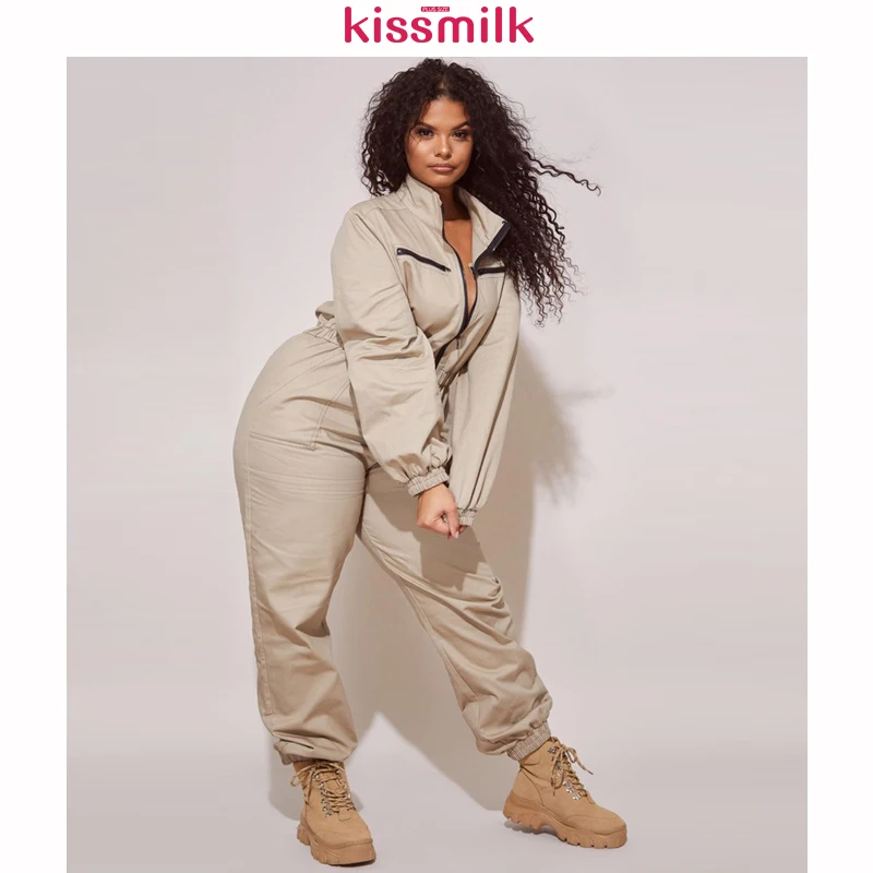 Женский однотонный комбинезон Kissmilk Свободный Повседневный с длинным рукавом и