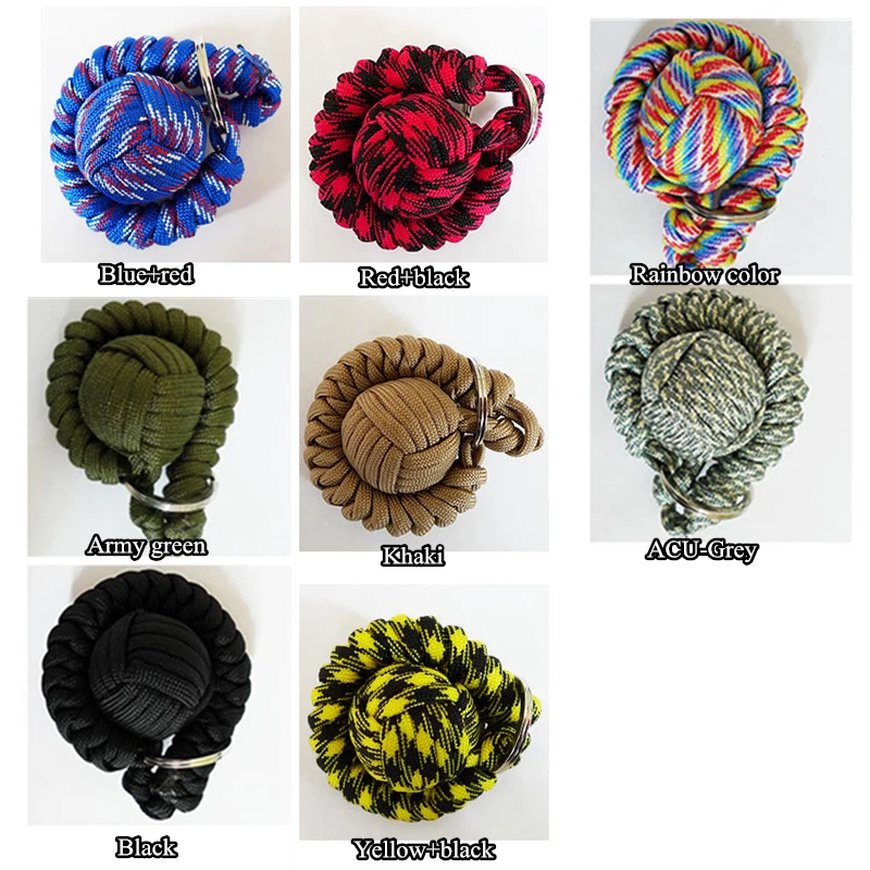 Key chain Outdoor self-defense field emergency survival kit key rings seven-core umbrella hand-woven keychain with steel ball