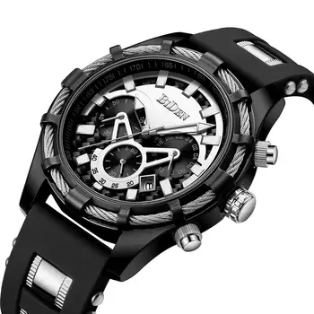 

BIDEN Gentleman Watch Waterproof Business Men's Fashion Analog Wristwatch Rubber Minimalism Style Chronograph