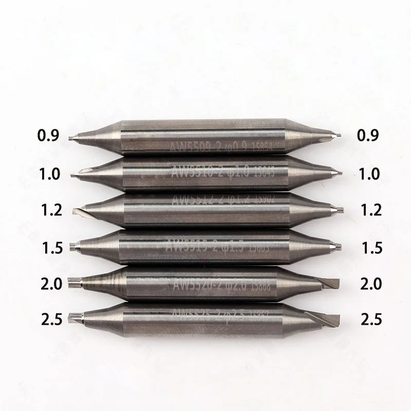 Carbide End Mills Tungsten steel Double-head Endmill  0.9mm,1.0mm,1.2mm,1.5mm,2.0mm and 2.5MM single key cutting tool