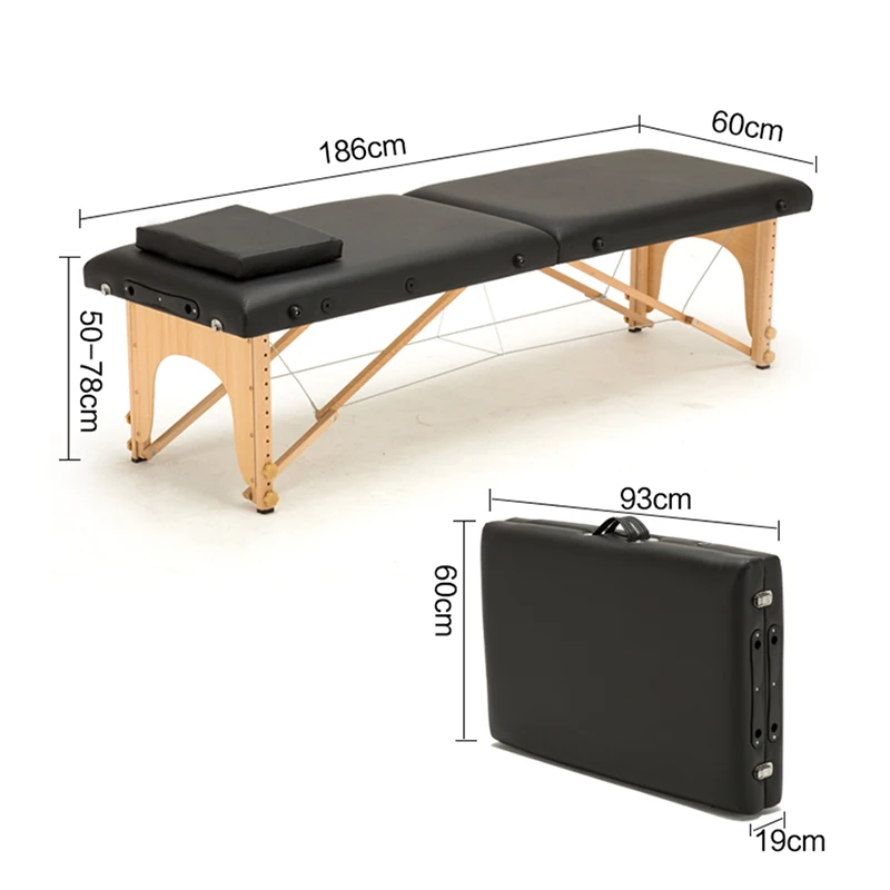 Складная Косметическая кровать 180 см длина 60 см ширина Профессиональный портативный спа массажные столы складной с сумкой мебель для салона деревянный