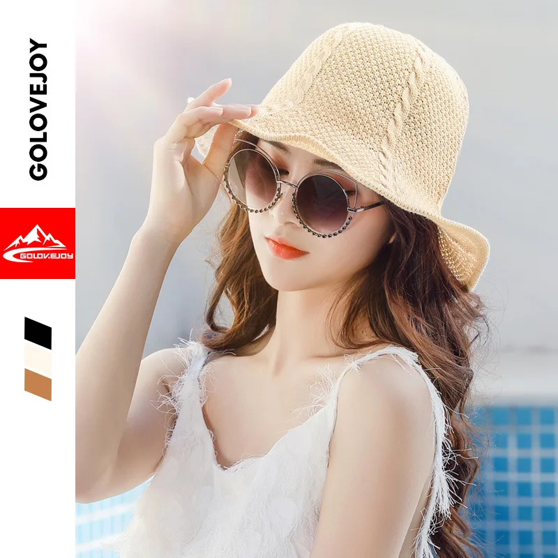 

2019 Summer Topee Women's Hollow out Foldable UV-Protection Sun-resistant Bucket Hat Bucket Hat Beach Hat Straw Hat