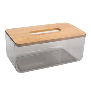 

1Pc Tissue Box Bamboo Lid Tissue Box Plastic Tissue Box Paper Handkerchief Box Paper Napkin Box Facial Tissue Box