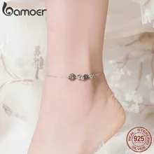 Bamoer монеты круглые браслеты на щиколотку для женщин 925 пробы серебряные аксессуары для ног украшения для ног подарки цепочка для ног для девочек SCT006