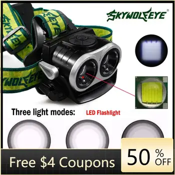 

[TOP SELL!]SKYWOLFEYE F522 LED 2x XM-L T6 1000lm Double Head Headlamp USB Rechargeable Zoomable Headlight