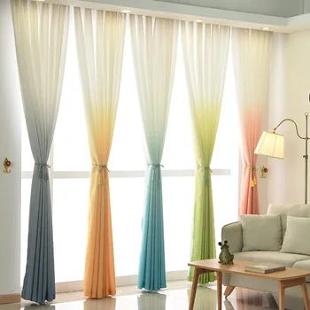

Gradient Tulle Sheer Curtains Transparent Curtains Home Decor Window Treatment Drapes For Living Room Bedroom Kitchen