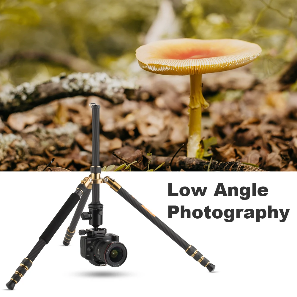 K&F CONCEPT TC2534 Professional Travel Carbon Fiber Tripod Camera Monopod Tripods +Ball Head+ Carry Bag for Digital Camera