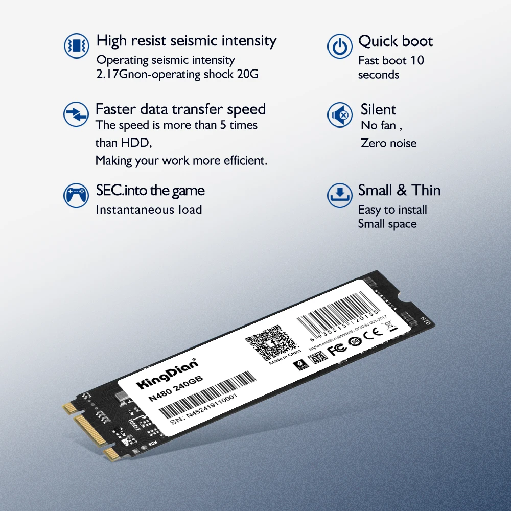 KingDian M.2 SATA 2280 NGFF SSD 120 ГБ 240 512 1 ТБ Внутренний твердотельный накопитель для