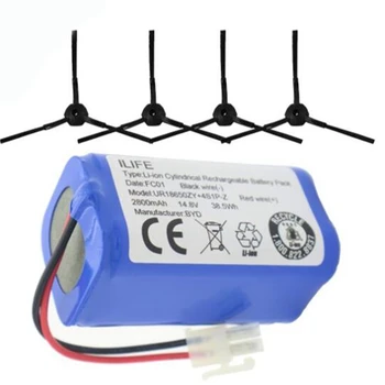 

HOT！-Battery 1x Battery+4x Brush Robotic Vacuum Cleaner Accessories Parts for Ilife V7S A6 V7S Pro Ilife V7S Plus