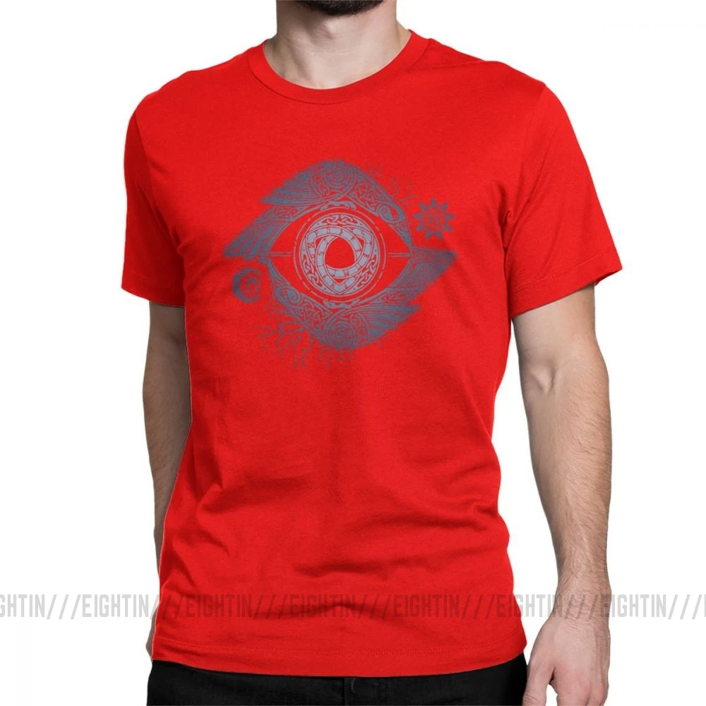 Viking футболка Odin's Eye Valhalla футболки для мужчин короткий рукав Funky Tees O образным вырезом хлопковая одежда размера плюс - Цвет: Красный