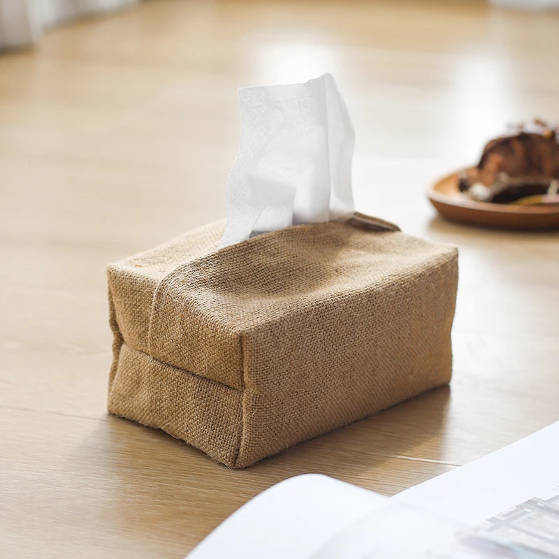 Linen Tissue Box Napkin Cover Paper Storage Holder Case Hanging Decor Home New 