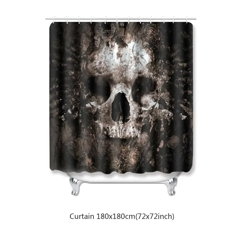 72x72" Halloween Skull Polyester Fabric SHOWER CURTAIN Bathroom MAT 12HOOK 1450 