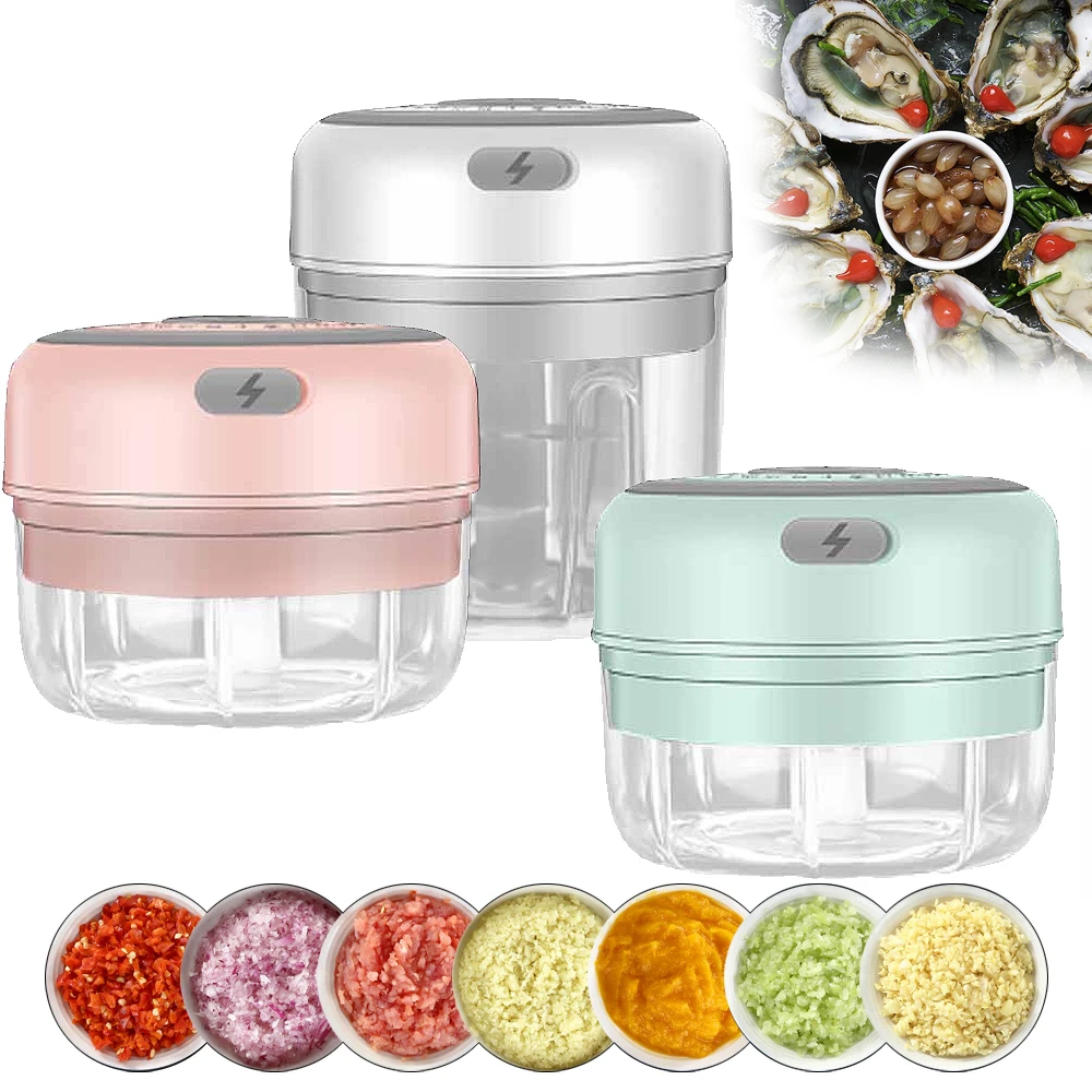 

100/250mL Mini Electric Garlic Chopper USB Charging Ginger Masher Machine Sturdy Durable Chili Vegetable Crusher Kitchen Tool