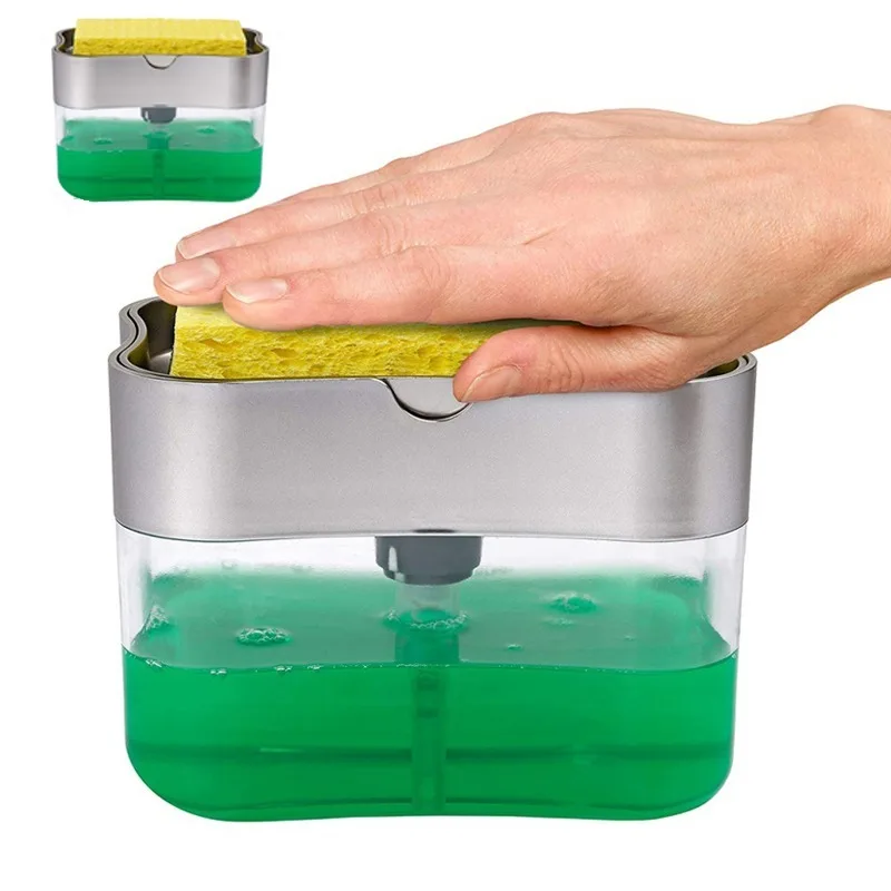 

Soap Dispenser Soap Pump Sponge Caddy New Creative Kitchen 2-in-1 Manual Press Liquid Soap Dispenser Hand Wash Dispenser