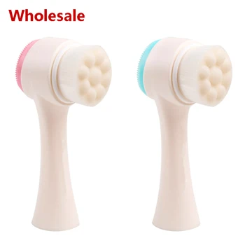 

Wholesale Double Side Silicone Face Cleanser Brush Portable Face Cleaning Massage Deep Cleaning Pore Skin Care Face Brush