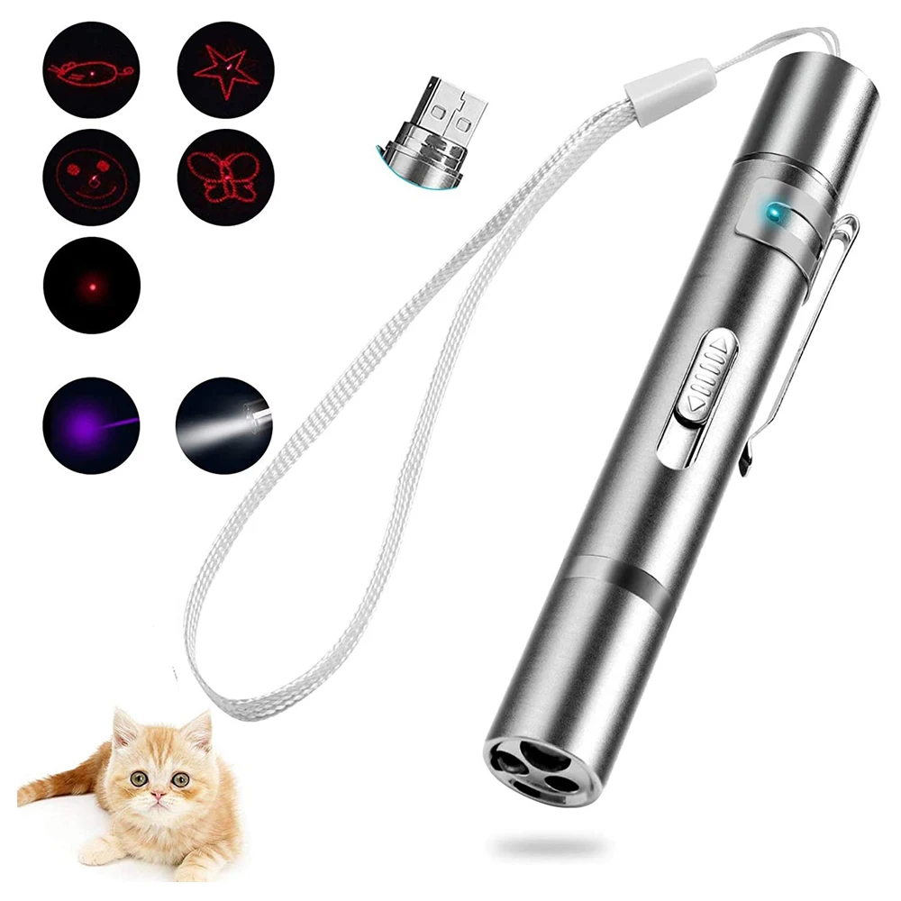 Кошка Chaser игрушка светодиодный указатель 3 в 1 Функция кошки трекер палочка USB
