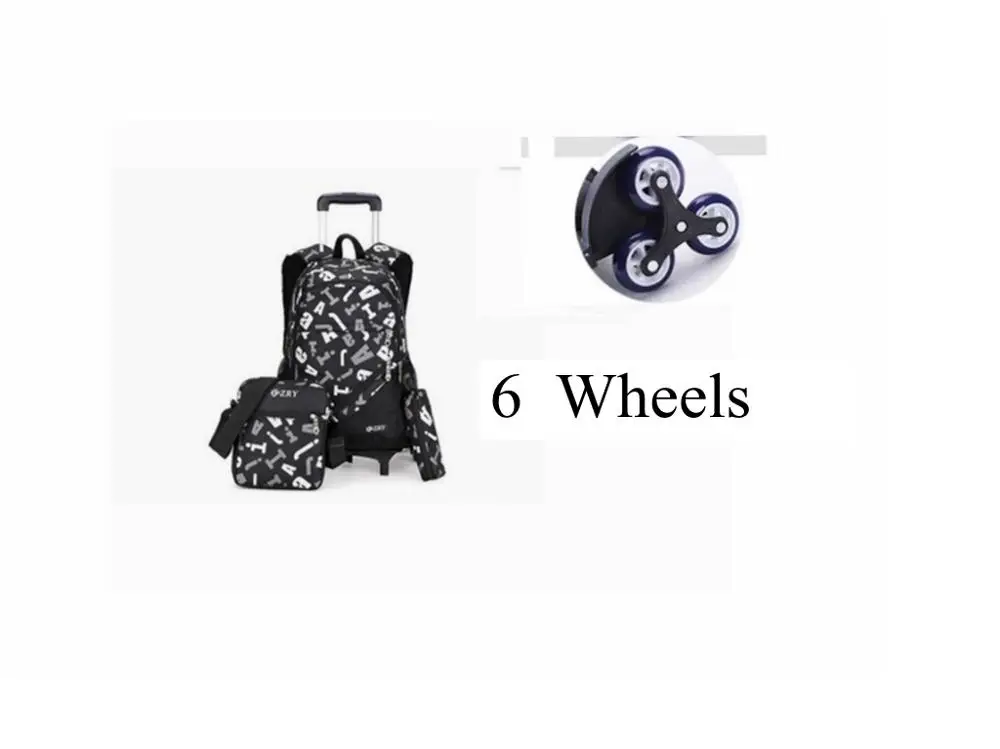 6 wheels Детский Школьный рюкзак на колесиках, детские дорожные сумки, рюкзак-тележка для школы для мальчиков, сумка на колесах, школьная сумка на колесиках - Цвет: 6 wheels