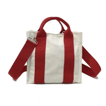 

Causal European Style Female Striped Cotton Linen Handbags Women Big Size Beach Bag For Girls Red Shoulder Bag