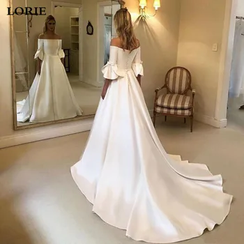 

LORIE Princess Wedding Dresses Flare Sleeve Off The Shoulder Wedding Bride Dresses Long Train Buttons Back Wedding Ball Gown