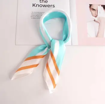 

luxury designer brand blue square stripe scarf neck wrap women fashion headband ladies malaysia hankerchief foulard 21"x21"