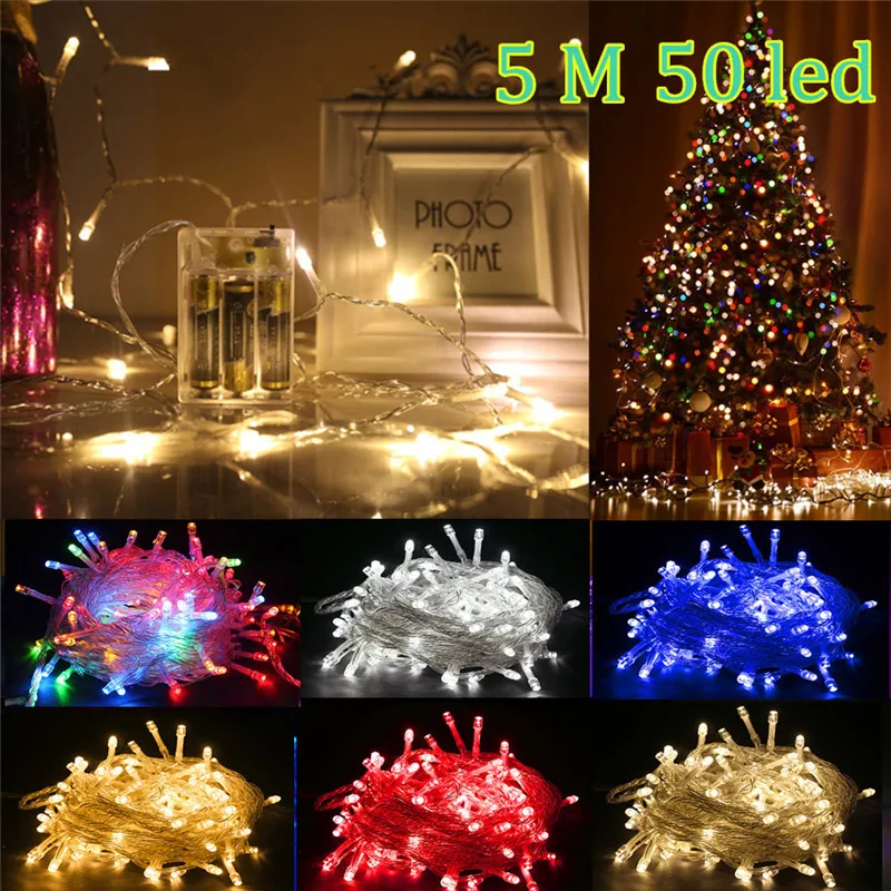 

5M 50 LED Battery Powered Christmas Wedding Party Decor Outdoor Fairy LED String Light Lamp