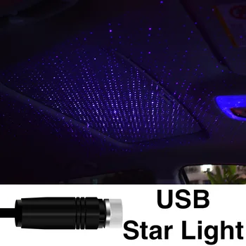 

Blue LED Red Car Roof Star Night Light Projector Atmosphere Galaxy Lamp USB Decorative Lamp Adjustable Car Light C206 dynamic