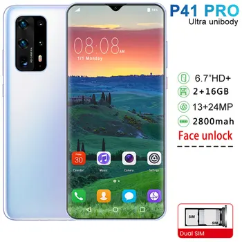 

P41pro 6.7 inch water drop screen 2 + 16GB mobile phone smart phone Face recognition technology phone