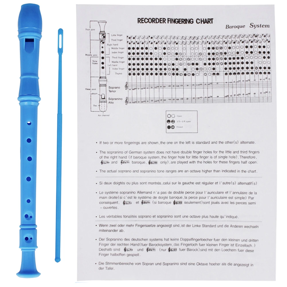 Сопрано Регистраторы 8-отверстие ABS Регистраторы с шомпол для начинающих флейты длинная высокое качество образования детей инструмент Популярные