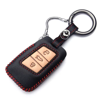 

Key cover leather+Metal buckle for VW Golf Bora Jetta POLO GOLF Passat Skoda octevia A5 Fabia seat Leon Passat B8 VW Golf Gte