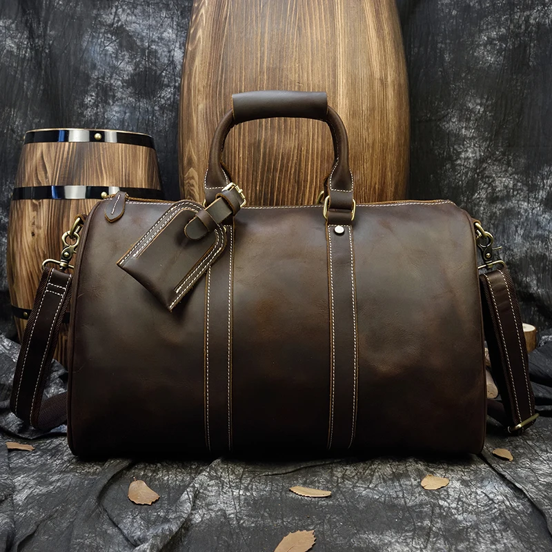 MAHEU сумка для путешествий на плечо, кожаная сумка для путешествий с биркой для летного багажа, сумки для путешествий, черные, коричневые, большая емкость, дорожная посылка