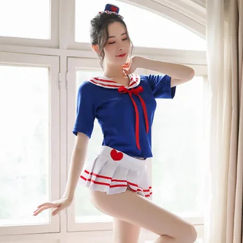

New Sexy student underwear set ladies large size sleeveless student clothes Cosplay sailor uniform clothes Sweet Sexy Lingerie