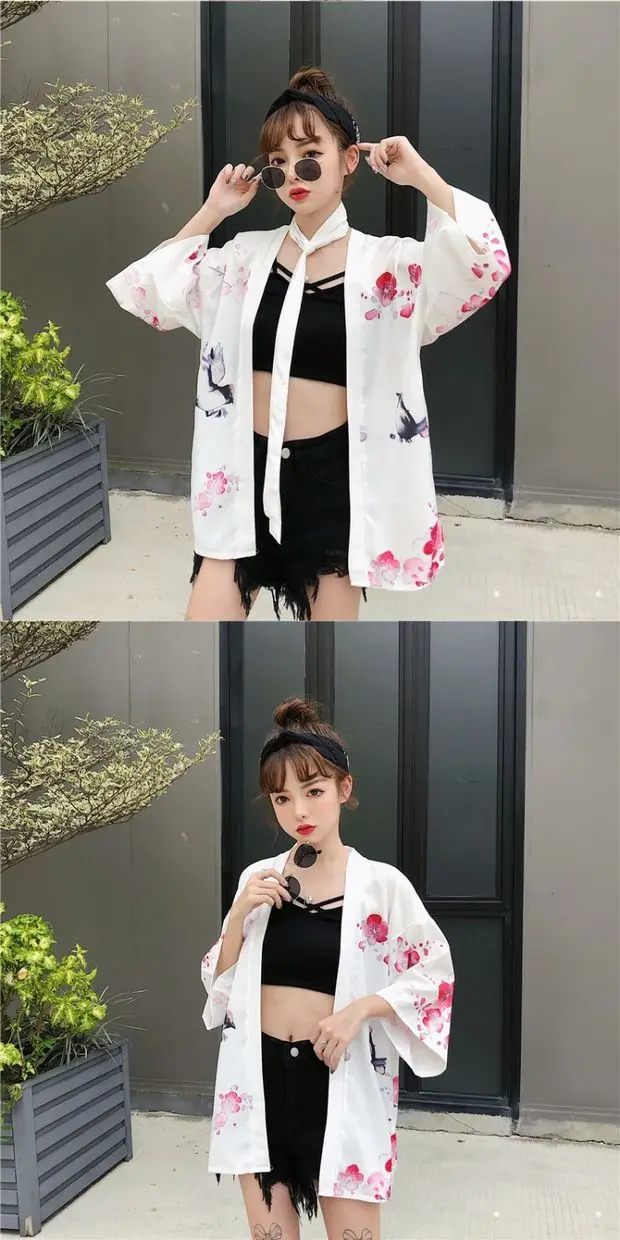 2019 японское кимоно кардиган косплей рубашка кимоно блузка для женщин японская юката женское летнее пляжное кимоно платье SL1467