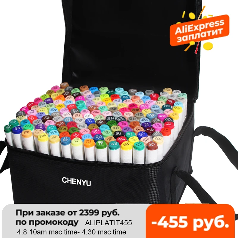 CHENYU 30/40/60/80Pcs Alcohol markers Manga Drawing Markers Pen Alcohol Based Non Toxic Sketch Oily Twin Brush Pen Art Supplies