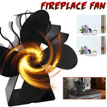 Lareira preta 4 lâminas calor alimentado fogão ventilador log queimador de madeira ecofan silencioso casa lareira ventilador eficiente distribuição de calor # w0