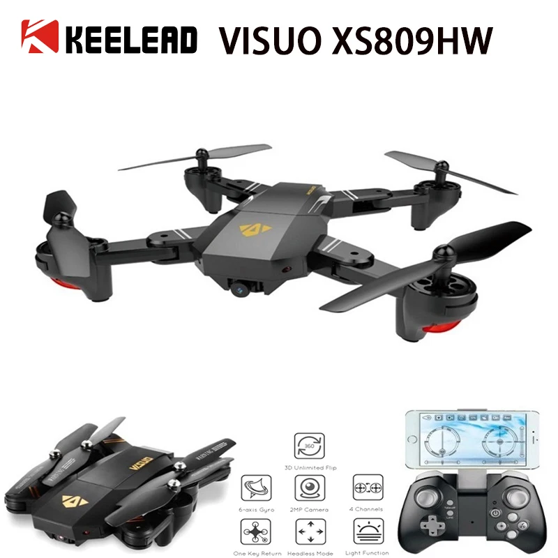 

VISUO XS809HW XS809W Drone 2MP Wide Angle WIFI FPV Camera Drones with 0.3MP Camera Selfie Foldable RC Quadcopter Mini Dron