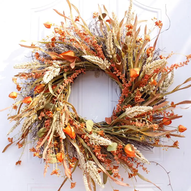 

24 inch Artificial Fall Harvest Fall wreaths for Front door Thanksgiving Decor Y1AB