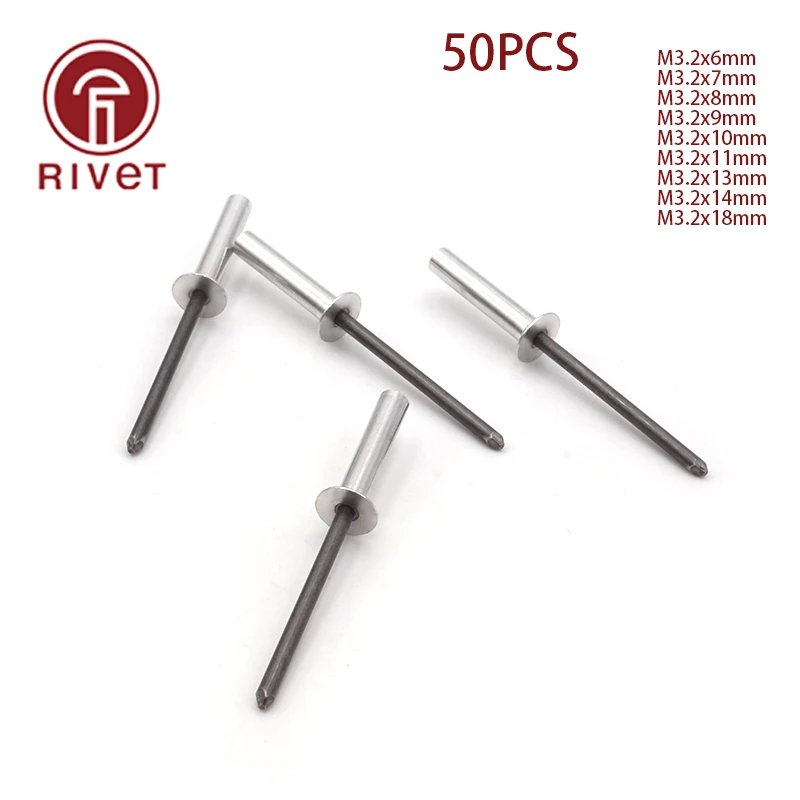 

DIN 15974 50pcs M3.2 Aluminum Countersunk Head Closed End Blind Rivet Sealed Blind Rivet Water Air Tightness Rivets