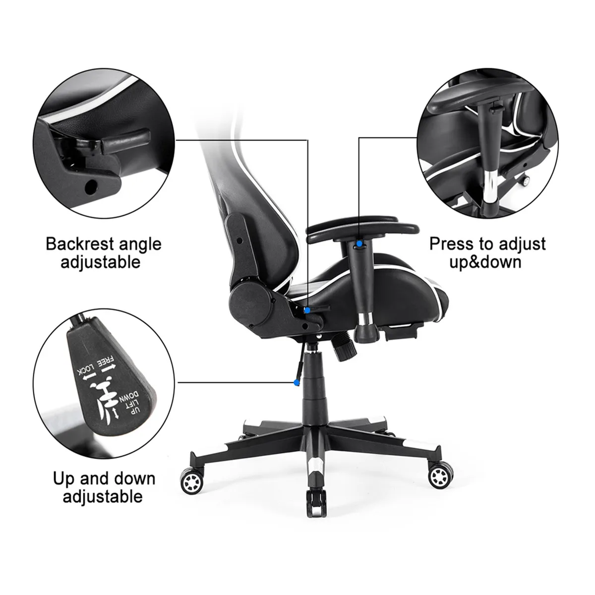 WCG 180 ° Лежащая подставка для ног офисный стул для босса игровое кресло Кожаное эргономичное Компьютерное интернет-кафе кресло откидывающееся кресло для отдыха
