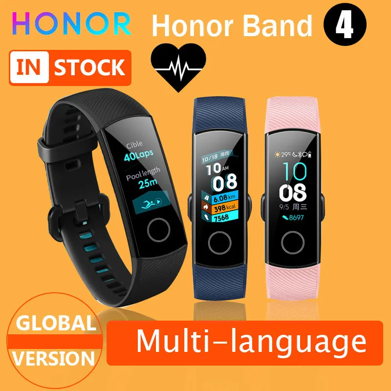 Глобальная версия HONOR Band 4 фитнес-браслет трекер спортивный ремешок в реальном времени трекер активности Смарт-носимое устройство(подставка