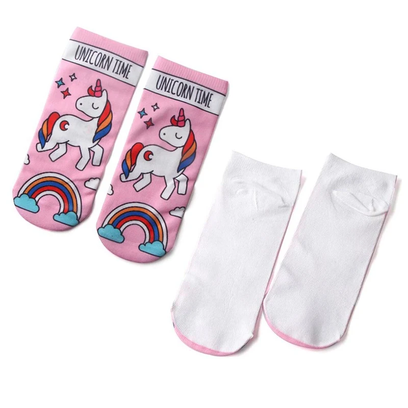 Детские носки милые хлопковые носки для мальчиков и девочек с мультяшным единорогом детские короткие носки с принтом принцессы
